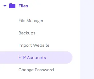 hostinger ftp menu