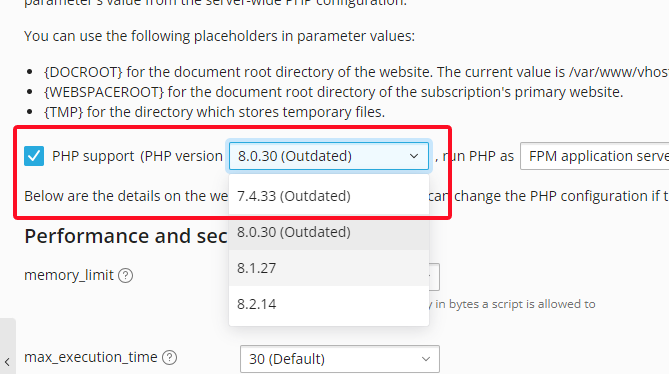 select php version